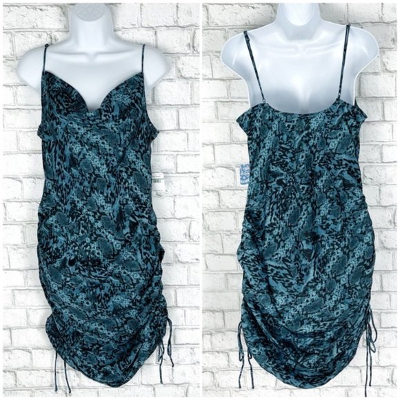 FREE PEOPLE Day to Night Convertible Slip Dress Midi Mini Blue Print XS New NWT - Picture 3 of 5